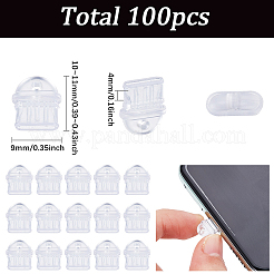 PVCモバイル防塵プラグ100個  携帯用防塵プラグ  透明  1.05x0.95x0.4cm  穴：2mm&nbsp;FIND-SC0021-66