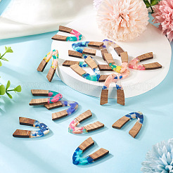 16Pcs 8 Colors Resin and Walnut Pendants&nbsp;FIND-TA0006-36B