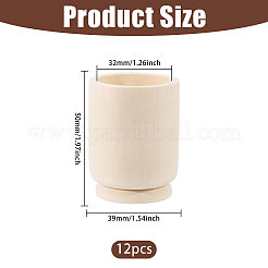 未完成の木製カップ12個  ホームディスプレイ装飾用  ビスク  39x50mm  内径：32mm&nbsp;WOOD-CA0001-87B