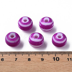 不透明な縞模様のアクリルビーズ  ラウンド  ミディアム蘭  11.5x10.5mm  穴：2.5mm  約549個/500g&nbsp;MACR-S373-27A-02