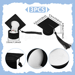 Doctoral Hat Shaped ABS Plastic Jewelry Ring Gift Boxes&nbsp;CON-WH0089-127A