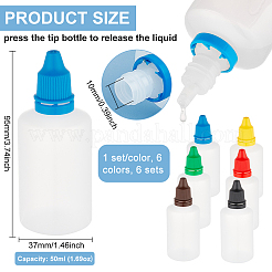 液体用プラスチック空スポイトボトル 6色 6セット  先のとがった口のトップキャップ  ミックスカラー  3.7x9.5cm  容量：50ml（1.69fl.oz）  1セット/色&nbsp;TOOL-BC0002-29