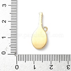 304ステンレスペンダント  バドミントンラケット  ラインストーンとABSプラスチックパール付き  イオンプレーティング（ip）  18KGP本金メッキ  9.5x22.5x3mm  穴：1.4mm&nbsp;STAS-H483-13G
