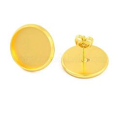 Brass Stud Earring Findings with Flat Round Tray&nbsp;KK-G502-08G