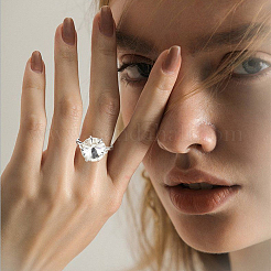 Rhodium Plated Sterling Silver Adjustable Ring Components&nbsp;STER-BC0002-32