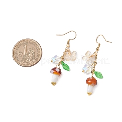 304 Stainless Steel Butterfly & Mushroom Dangle Earrings for Women&nbsp;EJEW-JE06235-02
