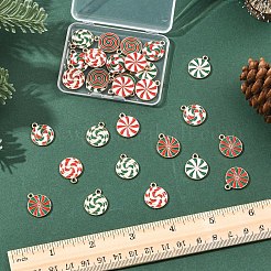 クリスマス合金エナメルペンダント28個、7色  ゴールドカラー  ロリポップチャーム  ミックスカラー  18x15x1.3mm  穴：1.6mm  4個/カラー&nbsp;ENAM-YW0008-06