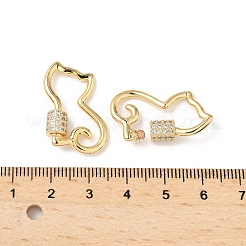 Brass Micro Pave Clear Cubic Zirconia Screw Carabiner Lock Charms&nbsp;KK-Z118-06G-06