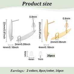16Pcs 2 Colors Brass Stud Earring Findings&nbsp;FIND-BC0005-26