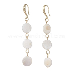 Flat Round Natural Freshwater Shell Dangle Earrings&nbsp;EJEW-JE06846