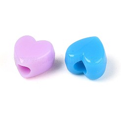650-700g6色不透明アクリルビーズ  ハート  ミックスカラー  8x8.5x5.5mm  穴：3mm&nbsp;OACR-T029-82M
