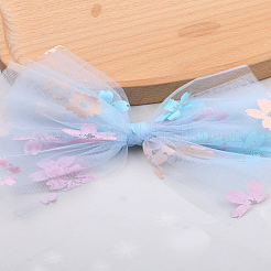 4.5mの桜プリントのチンロンチュールロール  結婚披露宴の装飾用ギフト弓結び  スカート  ヘアクラフト作り  ターコイズ  15cm&nbsp;DIY-LP0005-97A