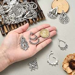 40Pcs 10 Styles Tibetan Style Retro Zinc Alloy Connector Charms&nbsp;FIND-CJ0003-60
