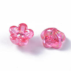 透明なアクリルビーズ  ABカラーメッキ  花  ミックスカラー  10x10.5x6.5mm  穴：1.8mm  約1920個/500g&nbsp;TACR-Q270-009