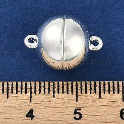 真鍮製マグネットクラスプ  カドミウムフリー＆ニッケルフリー＆鉛フリー  ラウンド  925銀メッキ  17x12mm  穴：1.2mm&nbsp;KK-P283-38B-S