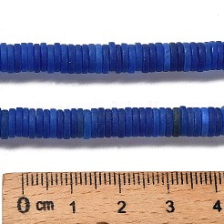 天然石ホワイトジェイドビーズ連売り  艶消し  ディスクビーズ  ヒシビーズ  染め  ブルー  6.5x1.5mm  穴：0.8mm  約248~253個/連  15~15.31インチ（38.1~38.9cm）&nbsp;G-P575-B14-6x1mm-10