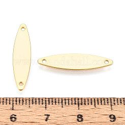 ブラスリンク/コネクターチャーム  馬の目  ニッケルフリー  空白タグのスタンプ  18KGP本金メッキ  24x6x0.7mm  穴：1mm&nbsp;KK-T077-70G