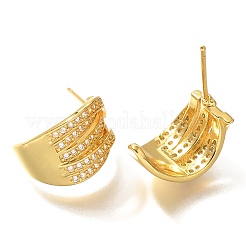 真鍮キュービックジルコニア＆ガラススタッドピアス  カドミウムフリー＆鉛フリー  18KGP本金メッキ  15.5x16mm&nbsp;EJEW-M048-02G