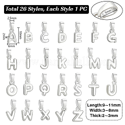 26個26スタイル真鍮チャーム  a～zの文字  9~11x3~8x2~3mm  穴：5x2.5mm  1個/スタイル&nbsp;KK-PH0014-20