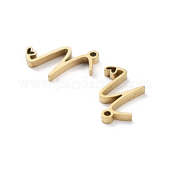 304ステンレススチールチャーム  レーザー切断  14KGP本金メッキ  文字N  10x13x1.5mm  穴：1mm&nbsp;STAS-M327-02G-N