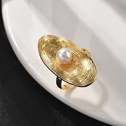 Oval Brass Finger Rings for Women&nbsp;RJEW-S622-04G