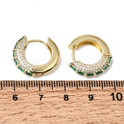 真鍮製マイクロパヴェキュービックジルコニアフープピアス  鉛フリー＆カドミウムフリー  ラックめっき  長持ちメッキ  18KGP本金メッキ  シーグリーン  17.5~18x4.5mm&nbsp;KK-CBA8324-22G-03
