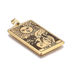 ステンレススチールペンダント  タロットカードペンダント  タロットと太陽の長方形xix  ゴールドカラー  41x24x2mm  穴：6x3.5mm&nbsp;STAS-H116-01G