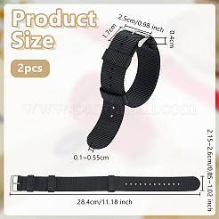 ナイロン時計バンド2本  ブラック  284x21.5~26x1~5.5mm&nbsp;DIY-OC0015-17B