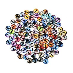 プリントされた透明ガラスカボション  アイ模様で半円形  ミックスカラー  20x5mm  約100個/袋&nbsp;GL-CBAA22A-07