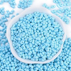 焼付塗装ガラスシードビーズ  丸い穴  ピーナッツ  ライトスカイブルー  3.5x6x3.5mm  穴：0.9mm  約83個/10g&nbsp;X1-SEED-K010-A20