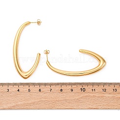 J字型304ステンレススチールスタッドピアス  ゴールドカラー  56x26.5x6mm&nbsp;EJEW-A125-19G