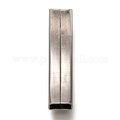 変色しない304ステンレススチール製スライドチャーム  カーブチューブ  ステンレス鋼色  38x8.5x3.5mm  穴：7.5x2.5mm&nbsp;X-STAS-Z025-13P