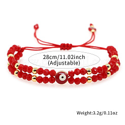 Multi-Layer Glass & Brass Beaded Adjustable Bracelets&nbsp;CL9505-1