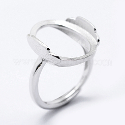 Anti-Tarnish Rhodium Plated 925 Sterling Silver Finger Ring Components&nbsp;STER-G027-10P