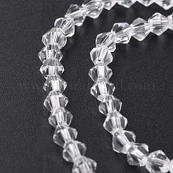 透明ガラスビーズ連売り  多面カット  双円錐形  透明  3.5~3.8x3mm  穴：0.8mm  約107~110個/連  32.5~34cm&nbsp;EGLA-A039-T3mm-D13