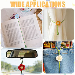 5Pcs 5 Styles Woven Polyester Flower Bookmarks&nbsp;AJEW-GL0003-57