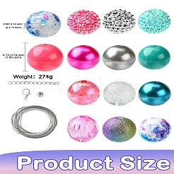 DIY フーセンガム風 ジュエリー セット作成キット  アクリルビーズや鉄ビーズなど  合金クラスプ  エンドチェーン  ワイヤー  ミックスカラー  19~20x18.5~19.5mm  穴：2~3mm&nbsp;DIY-CJC0009-08B