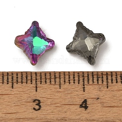 ガラスラインストーンカボション  尖ったバック＆バックメッキ  多面カット  菱形  ミックスカラー  10x8.5x3.5mm&nbsp;RGLA-G023-15
