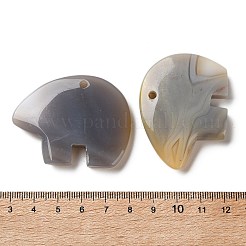 天然石グレーアゲートペンダント  ズニ族のクマのチャーム  36~38x47~50x7.5~9mm  穴：3mm&nbsp;G-T144-08H