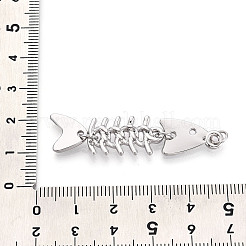 真鍮チャーム  カドミウムフリー＆鉛フリー  魚の骨  丸カン付き  プラチナ  49x12x5.5mm  穴：3.5mm&nbsp;KK-N268-55P