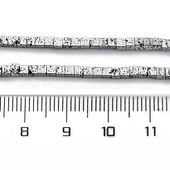 電気メッキされた天然溶岩岩ビーズ連売り  キューブ  プラチナメッキ  2x2x2mm  穴：1mm  約179個/連  16.14''（41センチメートル）&nbsp;G-A256-B01-01C