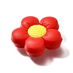 食品グレードのシリコーンビーズ  花  レッド  28x29.5x9.5mm  穴：2mm&nbsp;LS-SIL-S009-01B