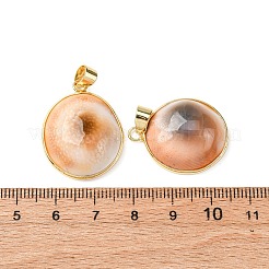 Brass Pave Natural Shell Pendants&nbsp;KK-H002-01G
