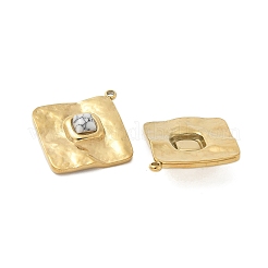 304ステンレスペンダント  染め合成ターコイズ  菱形チャーム  14KGP本金メッキ  24.5x22x5mm  穴：1.2mm&nbsp;STAS-L022-459G-01