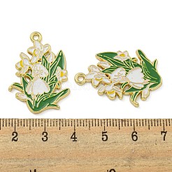合金エナメルチャーム  ゴールドカラー  花のチャーム  ホワイト  30.5x21.5x1.5mm  穴：2mm  10個/セット&nbsp;FIND-Z049-01G-B