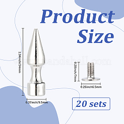 20Pcs Zinc Alloy Spikes Screwback Studs&nbsp;FIND-GF0008-53A