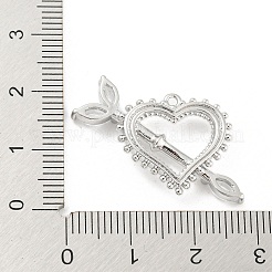 真鍮チャーム  クリアガラスと  矢チャーム付きハート  プラチナメッキ  21x28x5mm  穴：1.2mm&nbsp;KK-E090-19P