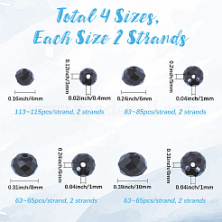 8連売り 4スタイル 不透明ソリッドカラーガラスビーズ連売り  多面カット  ロンデル  ブラック  4~10x3~8mm  穴：0.4~1mm  2連/スタイル&nbsp;EGLA-LT0001-04D