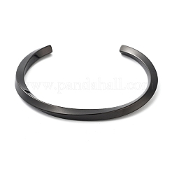 304ステンレススチールツイストオープンカフバングルレディース  ブラック  1/4インチ（0.5cm）  内径：2-1/4インチ（5.85cm）&nbsp;BJEW-B097-01B