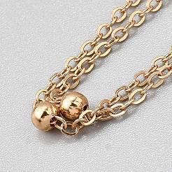 Iron Round Ball Cable Chain 2-Strand Anklets for Women&nbsp;AJEW-WH0270-684G